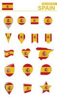 Spanien flagga samling. stor uppsättning för design. vektor