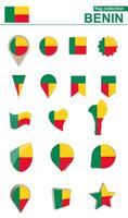 benin flagga samling. stor uppsättning för design. vektor