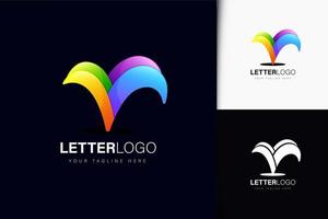 V-Brief-Logo-Design mit buntem Farbverlauf vektor