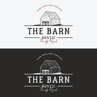 natürlich rustikal Scheune, Bauernhaus, Warenhaus Logo Design mit ein retro Jahrgang Konzept. vektor