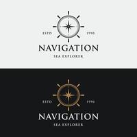 Yacht roder logotyp mall design med hav vågor, rep och årgång ankare. logotyp för företag, sjöman, segling. vektor