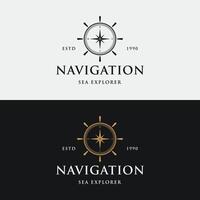 Yacht Ruder Logo Vorlage Design mit Meer Wellen, Seil und Jahrgang Anker. Logo zum Geschäft, Matrose, Segeln. vektor