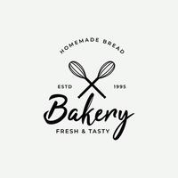 utsökt och gott organisk färsk bakad bageri affär logotyp design retro vintage.logotyp för bageri affär, märka eller bricka, företag. vektor