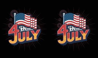 glücklich vierte von Juli, Jahrgang retro 4 .. Juli T-Shirt Design. vektor