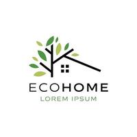 eco grön hus, naturlig Hem logotyp design mall illustration vektor