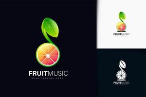 frukt musik logotyp design vektor