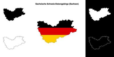 sachsische schweiz-osterzgebirge, sachsen tom översikt Karta uppsättning vektor