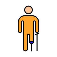 protes- ben ikon. trauma, Inaktiverad person, människor med funktionshinder, stubbe, olycka, medicin, amputation, förmåga, handikappade, rullstol, handikapp rättigheter rörelse. vektor