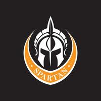 en djärv spartansk logotyp symboliserar styrka, skydd, och orädd lösa på svart bakgrund vektor