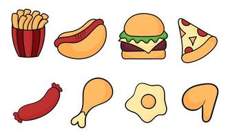 Fast-Food-Hand gezeichnete Illustration vektor