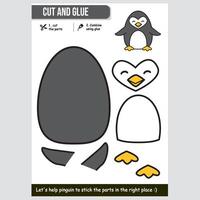 förtjusande illustration av en söt pingvin för barn pedagogisk papper spel. vektor
