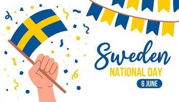 Schweden National Tag Gruß Karte, Banner mit Vorlage Text Illustration. Schweden Denkmal Urlaub 6 von Juni vektor