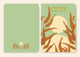 botanisk estetisk minimalistisk anteckningsbok omslag skriva ut. abstrakt blommig kalkylblad för studenter. vektor