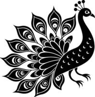 Pfau Thema Rangoli Silhouette Design vektor