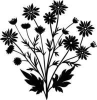 Wildblume Silhouette Illustration Design vektor