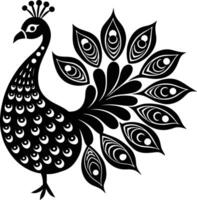 Pfau Thema Rangoli Silhouette Design vektor