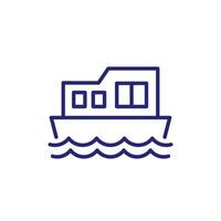 Hausboot Symbol, schweben Haus Linie vektor