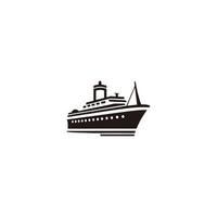 Logo oder Symbol von ein Kreuzfahrt Schiff Segeln im das Mitte von das Ozean vektor