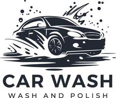 bil tvätta logotyp design med bil tvättning maskin och bil tvättning spray vektor