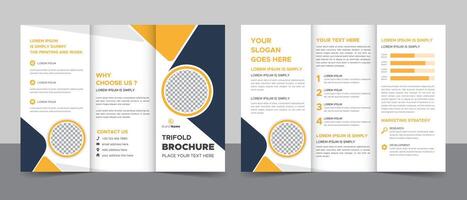 Geschäft Broschüre Vorlage im dreifach Layout. korporativ Design Flugblatt mit austauschbar Bild Form. vektor