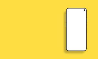 realistisches Smartphone-Modell auf gelbem Hintergrund isoliert. Vektor-Mobilgerätekonzept für Präsentation, Informationsgrafiken, App-Anzeige, perspektivische Ansicht EPS-Vektorformat. vektor
