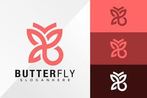 Buchstabe b Schmetterling Logo Design Vektor Illustration Vorlage