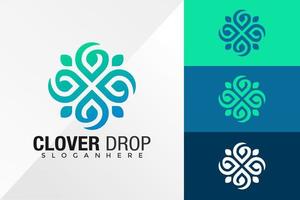 droppe klöver logotyp design vektor illustration mall