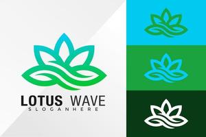 Blume Lotuswelle Logo Design Vektor Illustration Vorlage