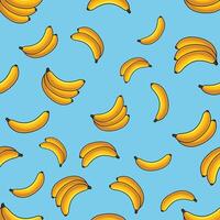 Gelb Bananen Sommer- Obst Muster auf ein Blau Hintergrund zum drucken vektor