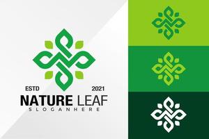 bokstaven n natur blad logotyp design vektor mall