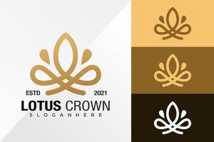 royal lotus crown logotyp design vektor mall