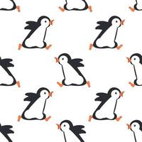 Pinguin läuft Cartoon nahtlose Muster vektor