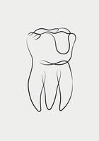 tand med dental fyllning i linjär stil teckning på vit bakgrund vektor