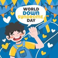 World Downs syndrom dag med glad pojke vektor