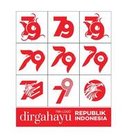79 .. Indonesien. Unabhängigkeit Tag von das Republik Indonesien. das Logo zum Dirgahayu Indonesien vektor