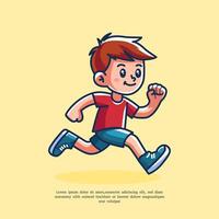 süß Karikatur Illustration von Junge Laufen im eben Design Stil vektor