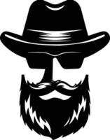 Mann Gesicht Clip Art mit Hut und Bart Schnurrbärte Symbol vektor