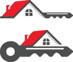 Haus Schlüssel Symbol einstellen zum echt Nachlass Logo Design vektor