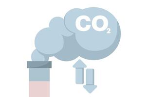 co2 Rauch Konzept. oben Nieder Pfeil Illustration von Wolke Kohlenstoff Dioxid Emissionen. Luft und Umwelt Verschmutzung. Luft Sauberkeit Normen. eben Illustration isoliert auf Hintergrund. vektor
