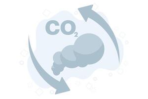 co2 Rauch Konzept. oben Nieder Pfeil Illustration von Wolke Kohlenstoff Dioxid Emissionen. Luft und Umwelt Verschmutzung. Luft Sauberkeit Normen. eben Illustration isoliert auf Hintergrund. vektor
