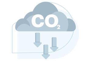 co2 rök begrepp. upp ner pil illustration av moln kol dioxid utsläpp. luft och miljö- förorening. luft renlighet standarder. platt illustration isolerat på bakgrund. vektor