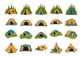 camping tält illustration element uppsättning vektor