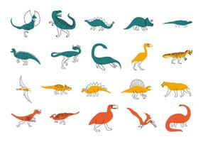 dinosaurus linje illustration element uppsättning vektor