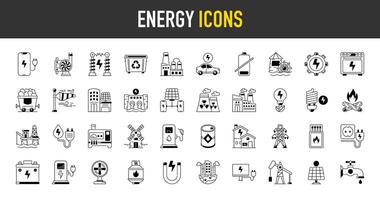 energi ikon uppsättning. samling av förnybar energi, ekologi och grön elektricitet ikoner. illustration. vektor