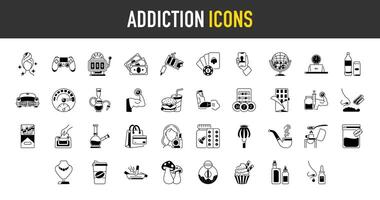 uppsättning av alkohol missbruk, fortlöpande utbildning och etik ikoner för webb app. inkludera kasino, skönhet, spel, tatuering, mat och Mer ikoner. illustration vektor