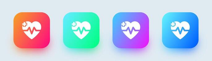 hjärta slå fast ikon i fyrkant lutning färger. hälsa tecken illustration. vektor