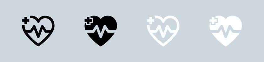 Herz schlagen Symbol einstellen im schwarz und Weiß. Gesundheit Zeichen Illustration. vektor