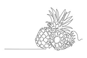 enda ett linje teckning hela friska organisk ananas för fruktträdgård logotyp identitet. färsk sommar fruitage begrepp för frukt trädgård ikon. modern kontinuerlig linje dra design grafisk illustration vektor