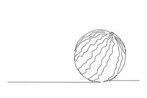 kontinuierlich einer Linie Zeichnung ganze gesund organisch Wassermelone zum Obstgarten Logo Identität. rot Grün Streifen von frisch Frucht Konzept zum Obst Garten Symbol. Single Linie Design Grafik Illustration vektor