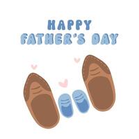 glücklich Väter Tag Schuhe und Baby Schuhe Element Vati und Baby zusammen herzerwärmend Karikatur Illustration vektor